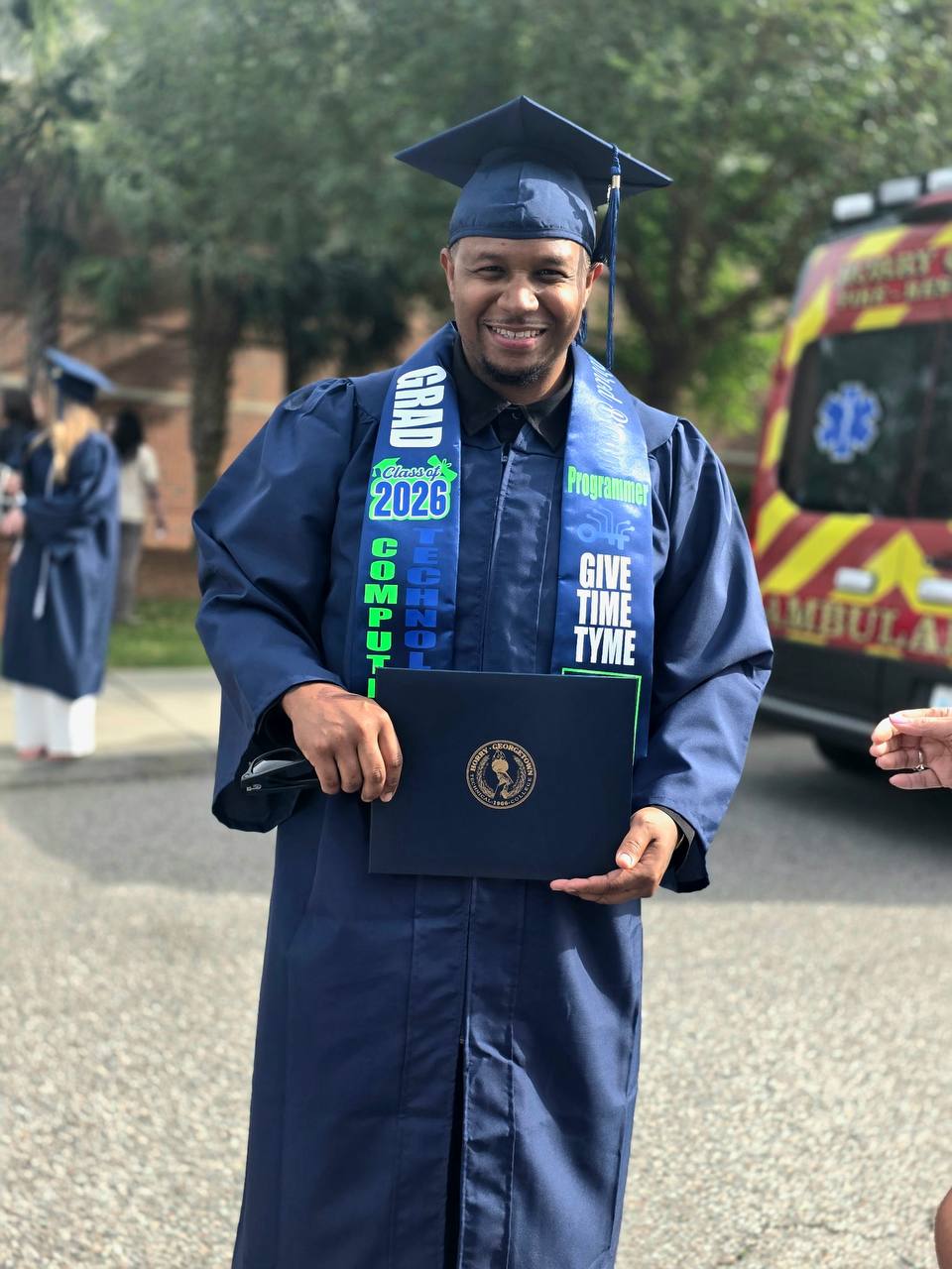 Jarrod Brown, founder of MesiHQ, at his Computer Technology graduation